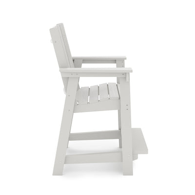 SoPoly Callaway Counter-Height Outdoor Dining Chair in Black, side and front views