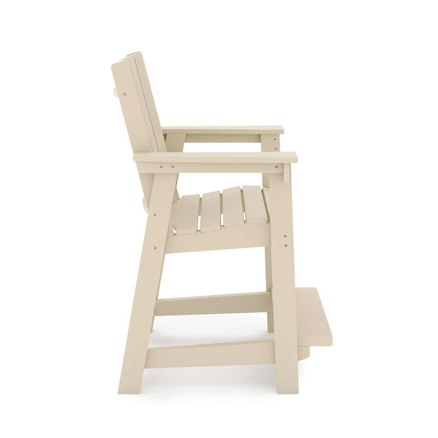 SoPoly Callaway Counter-Height Outdoor Dining Chair in Black, side and front views