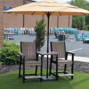 SoPoly Callaway Counter-Height Outdoor Dining Chair in Black, side and front views