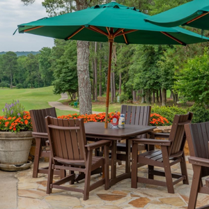 SoPoly Callaway Outdoor Dining Chair in multiple colors on a patio