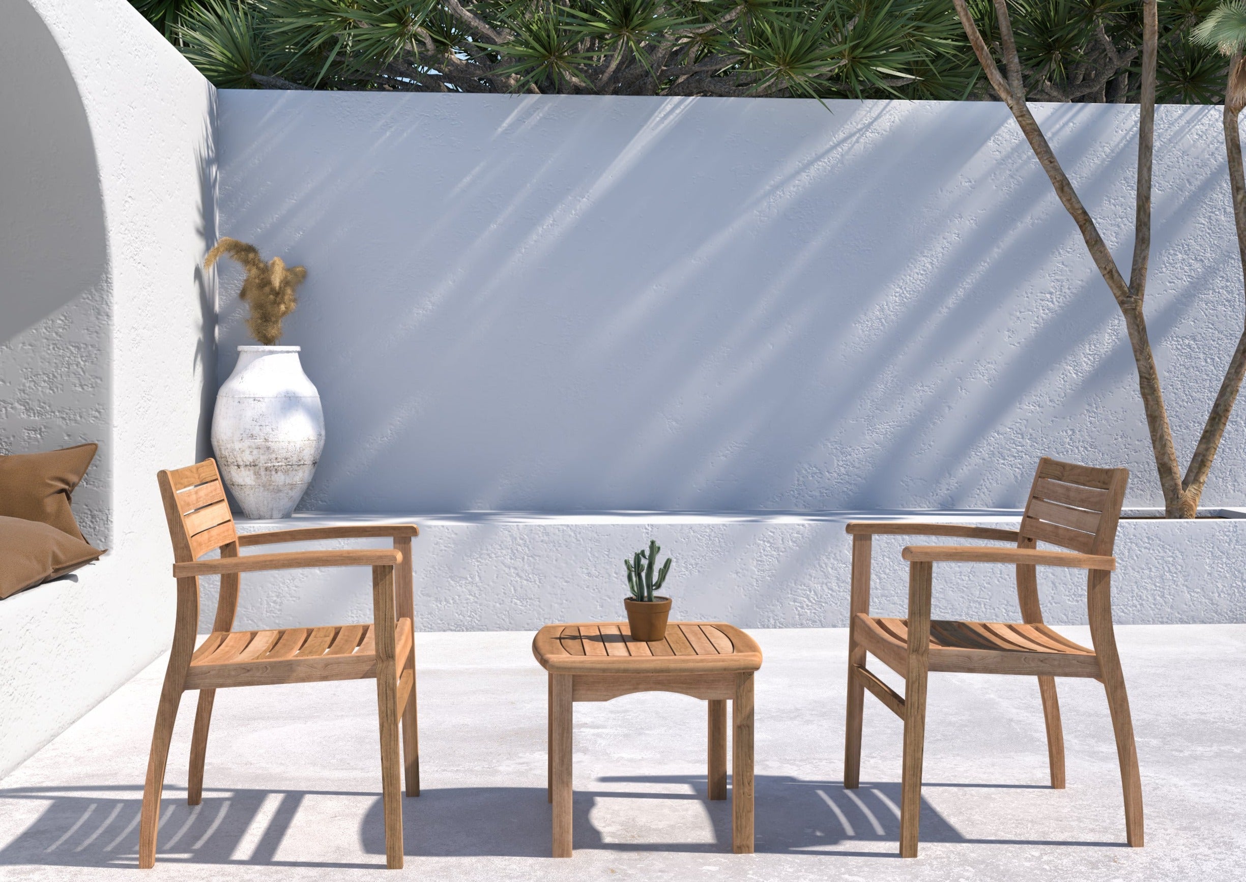 Intan Teak Side Table & 2 Ninia Chairs by LifestyleGarden US - main product image for Resin Society