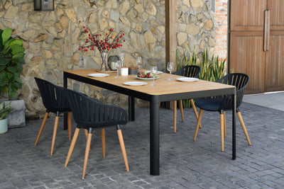 Portals Dark 4 Seater Carver Rectangular Dining set by LifestyleGarden US - main product image for Resin Society