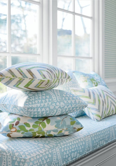 Chamomile Pillow Cover in Spa Blue, Thibaut Pillows