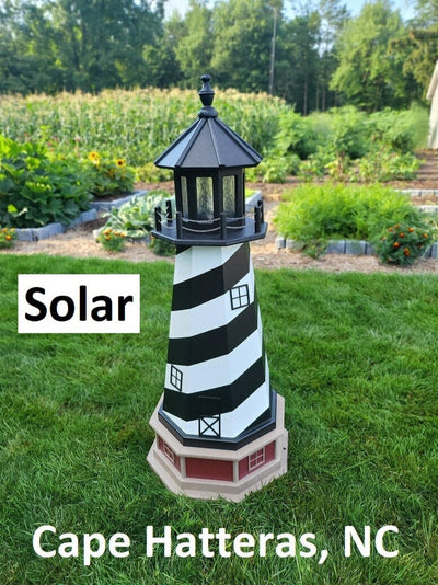 Handcrafted Amish Made Cape Hatteras Solar Lighthouse outdoor lawn ornament