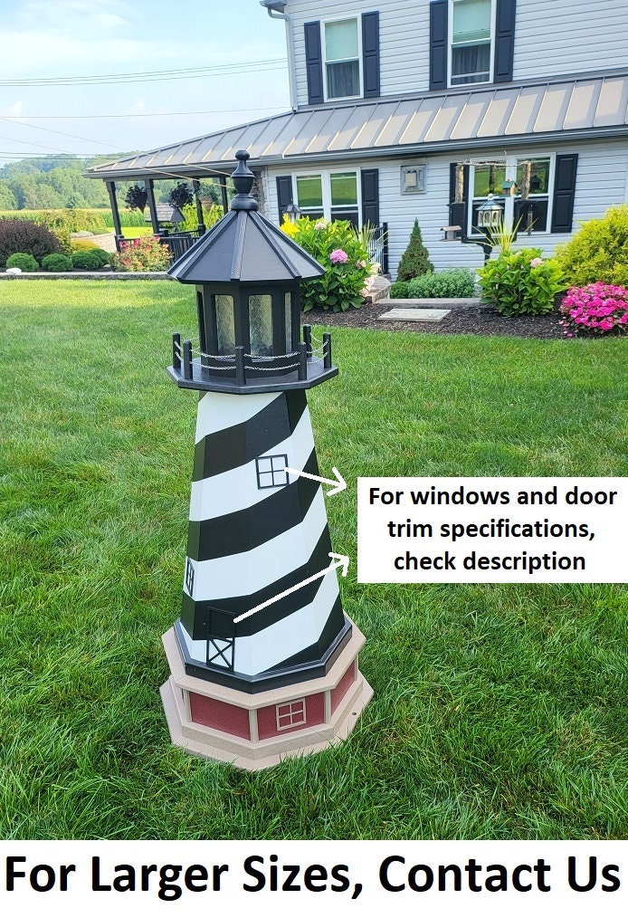 Handcrafted Amish Made Cape Hatteras Solar Lighthouse outdoor lawn ornament
