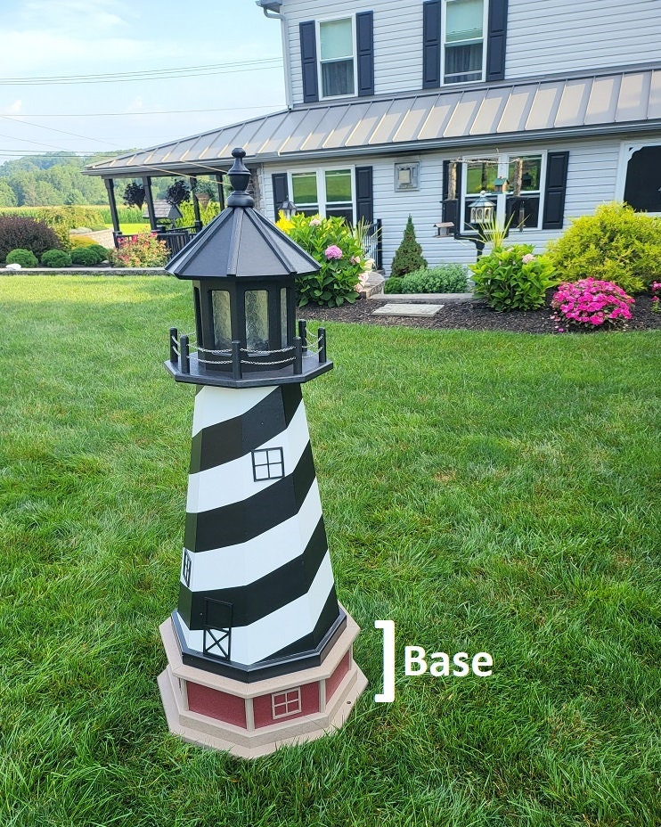 Handcrafted Amish Made Cape Hatteras Solar Lighthouse outdoor lawn ornament