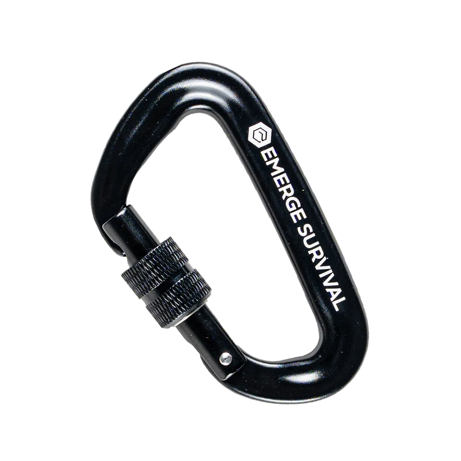 Emerge Carabiner shown from multiple angles, highlighting the screw lock and spring-loaded gate