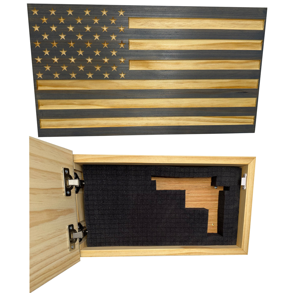 Carved American Flag Decorative Wall-Mounted Secure Gun Cabinet by Bellewood Designs - product image 3 for Resin Society