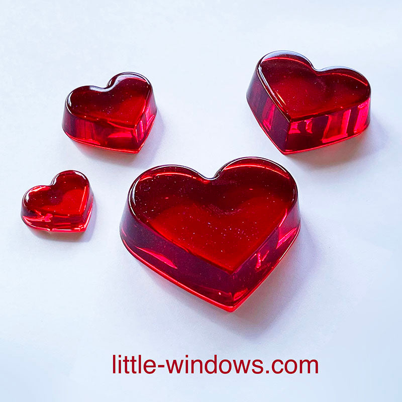 3-in-1 Heart Molds Set (super shiny silicone, make solid hearts, open hearts, and heart dishes in 4 sizes) detail image