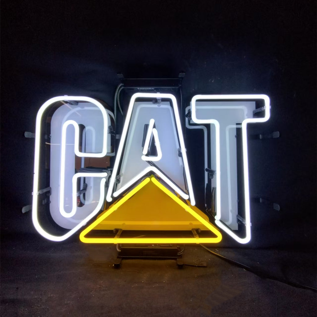 Caterpilla Cat Neon Signs Light with glowing neon tubes on acrylic printed backing