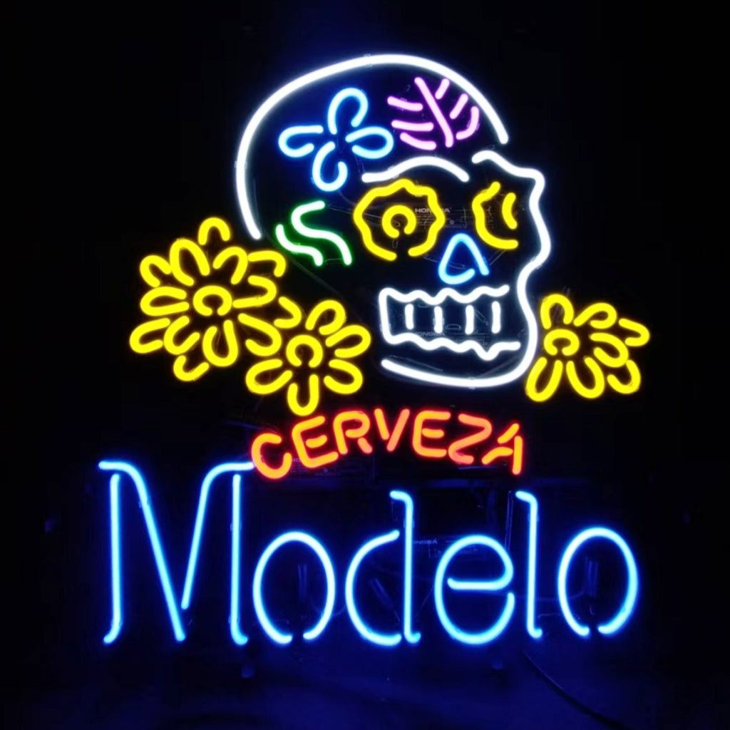 Cerveza Modelo Beer Skull Bone Neon Signs by Neon Signs Land - product image 2 for Resin Society