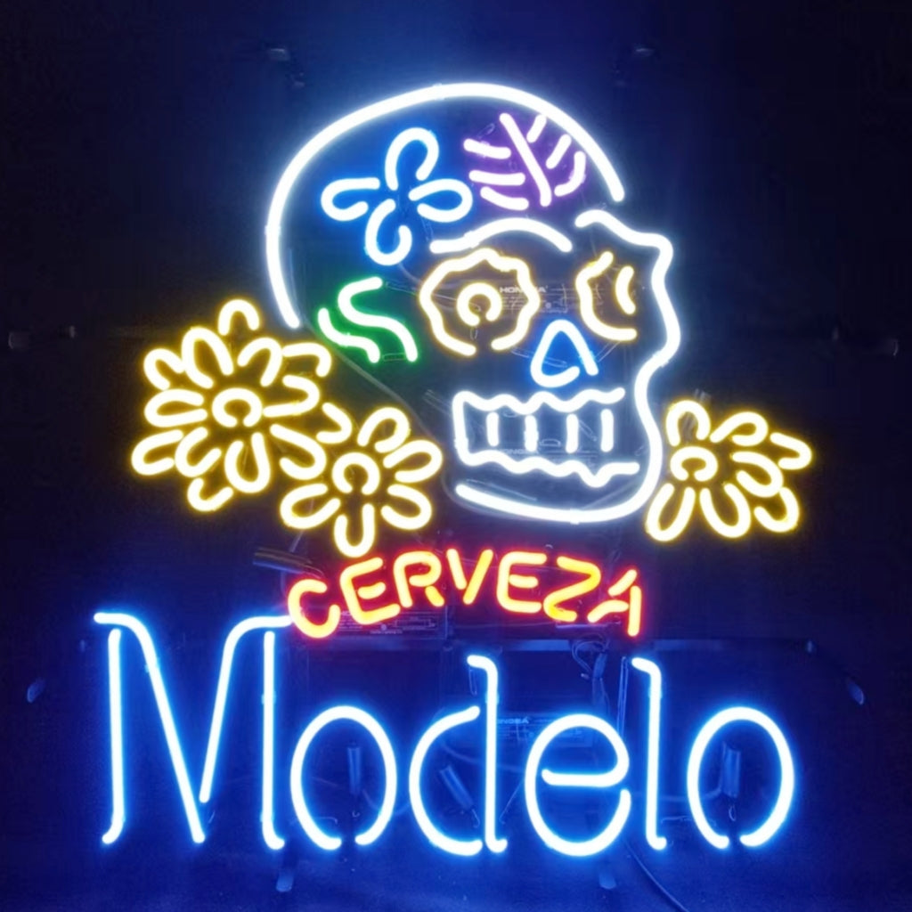 Cerveza Modelo Beer Skull Bone Neon Signs by Neon Signs Land - main product image for Resin Society
