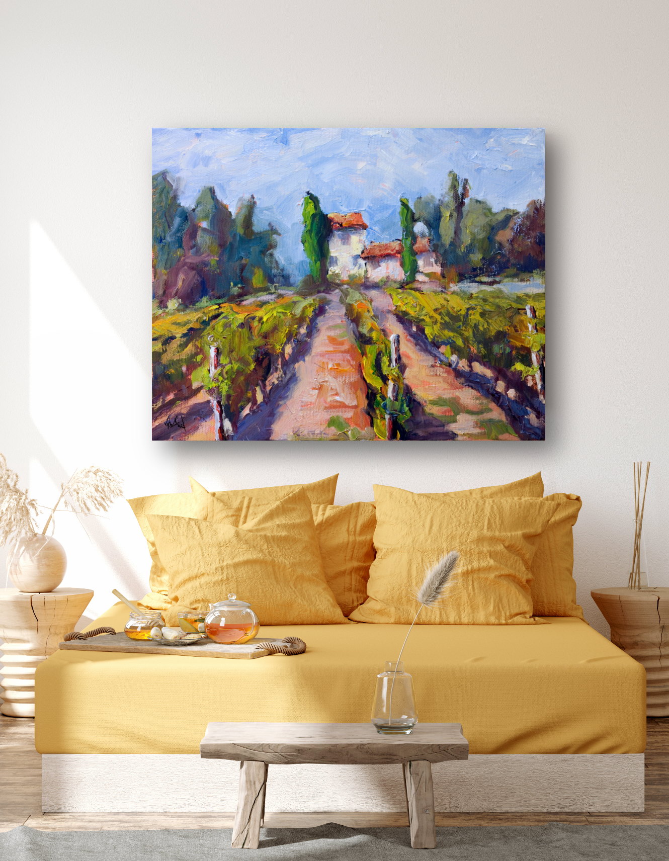 Chablis Vineyard Artist Enhanced Canvas Print by John Beard Collection - product image 4 for Resin Society