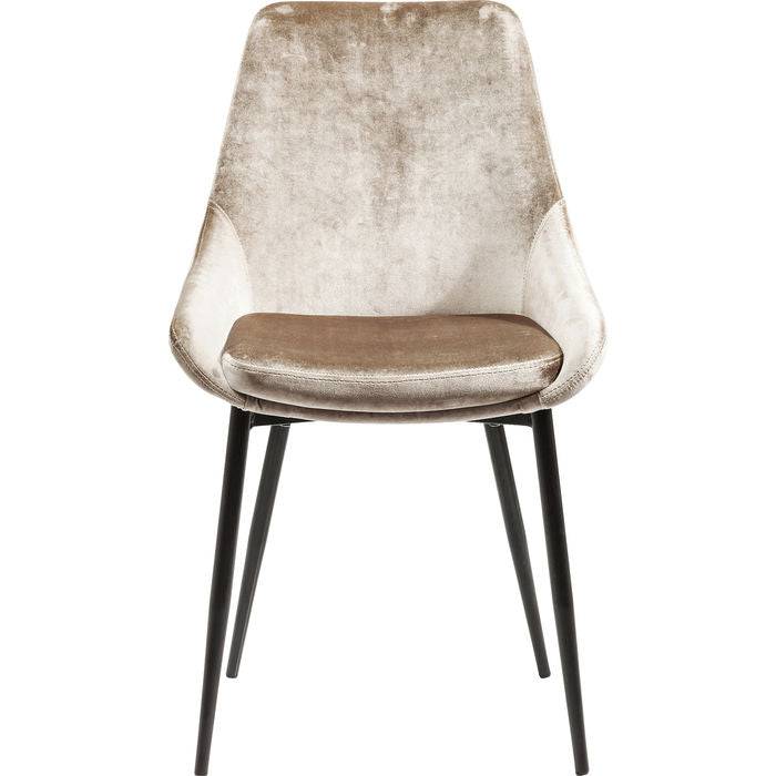 Chair East Side Champagne with velvet-look champagne polyester cover and steel powder-coated base