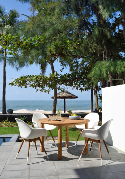 Oldbury Round Table and 4 Chamonix Carver Armchair Dining Set by LifestyleGarden US - product image 5 for Resin Society