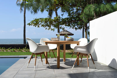 Oldbury Round Table and 4 Chamonix Carver Armchair Dining Set by LifestyleGarden US - product image 2 for Resin Society