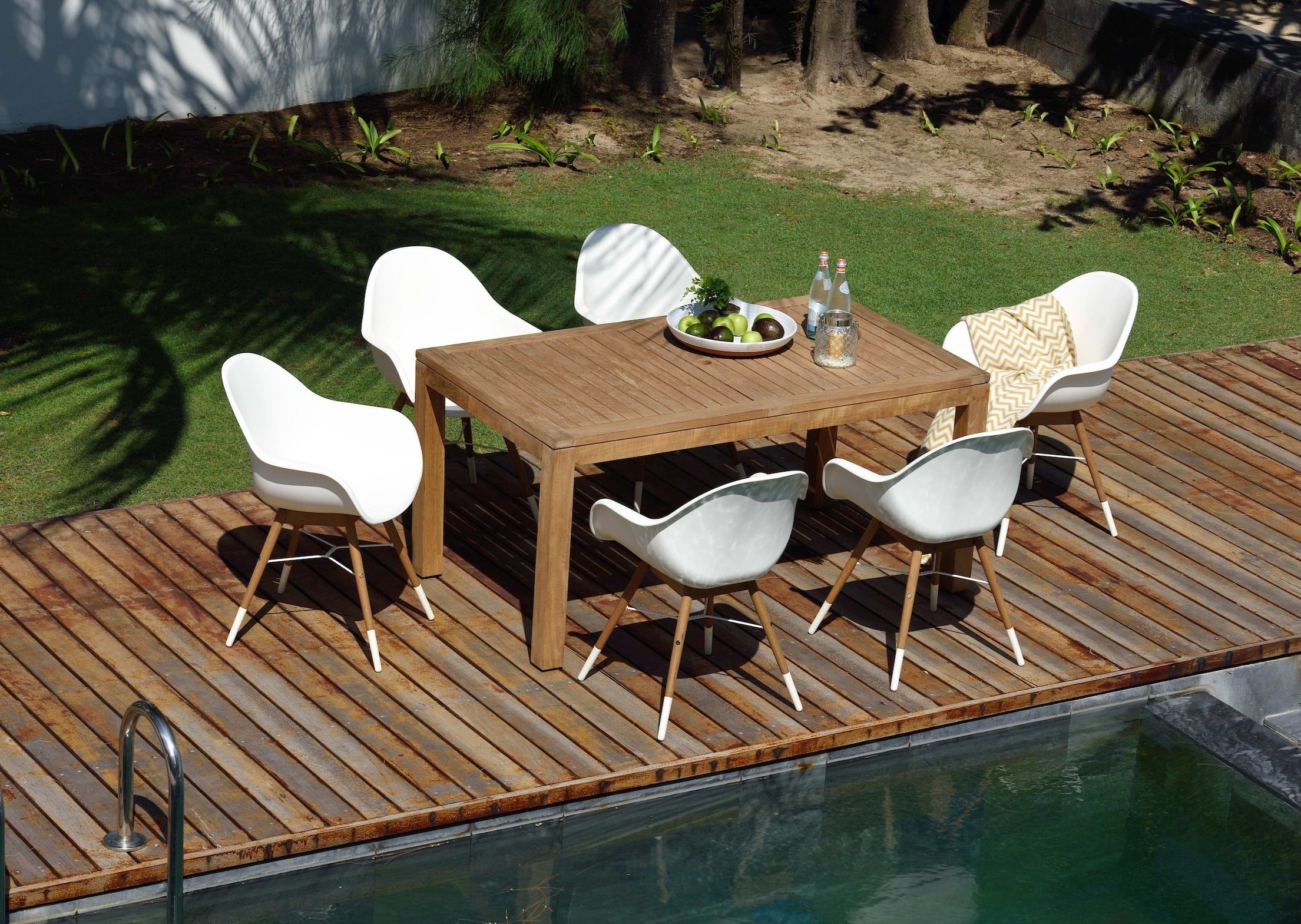 Rinjani Rectangular Table and 6 Chamonix Arm Chair by LifestyleGarden US - main product image for Resin Society