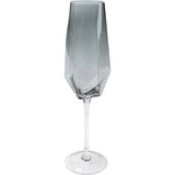 DEKOR Champagne Glass Diamond Smoke with geometric smoky gray goblet on thin stem