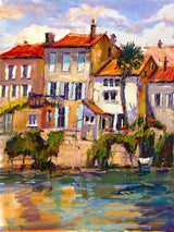 Charantee River Shops Artist Enhanced Canvas Print by John Beard Collection - main product image for Resin Society