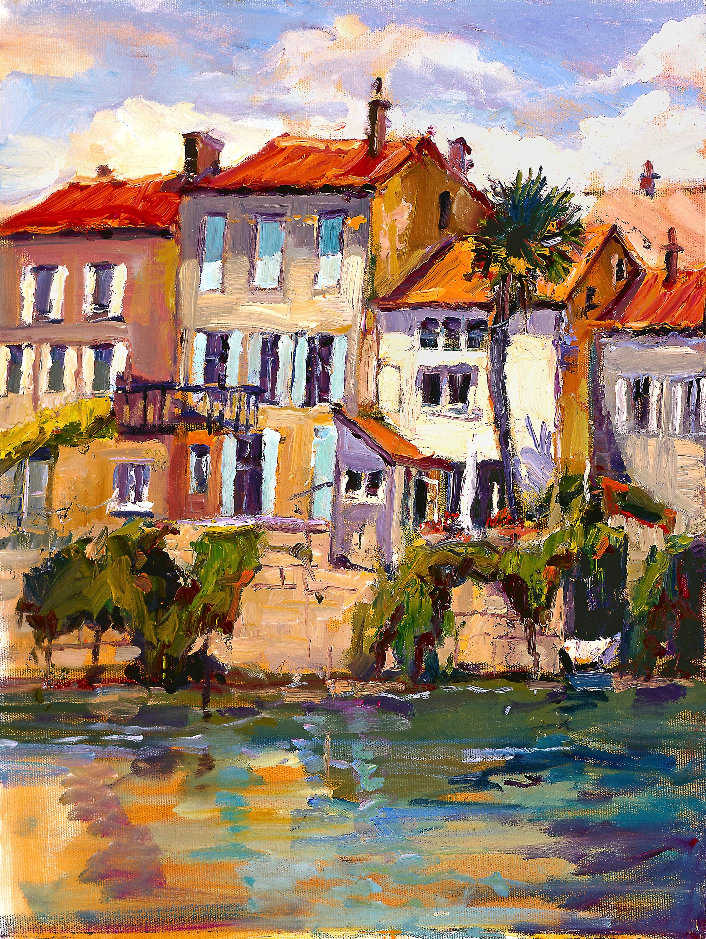 Charantee River Shops Artist Enhanced Canvas Print by John Beard Collection - main product image for Resin Society