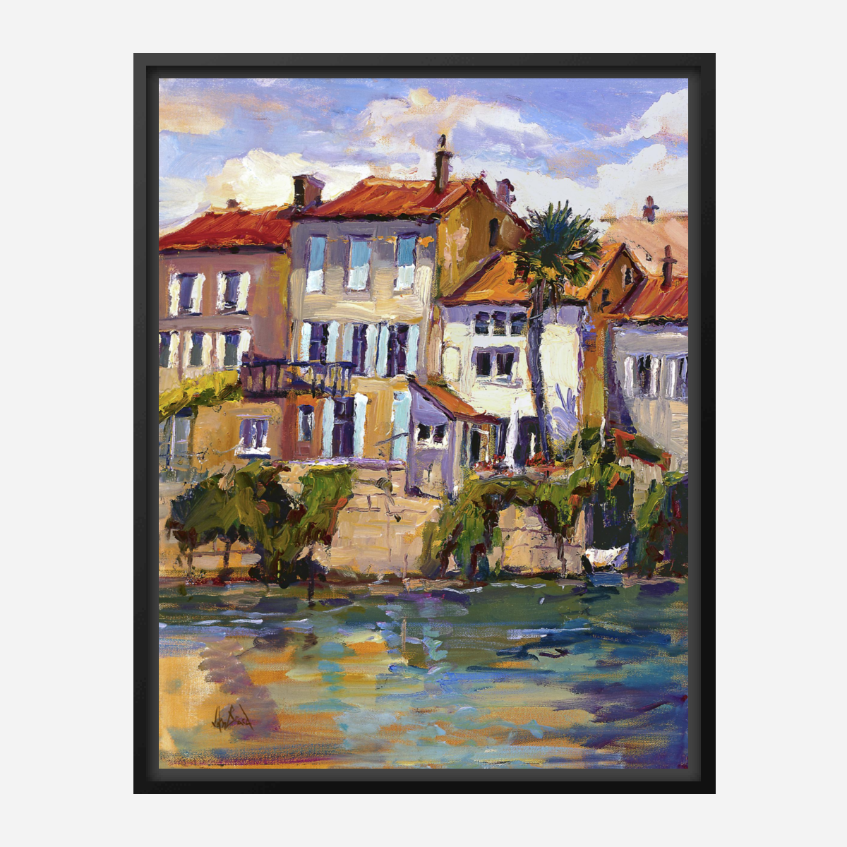 Charantee River Shops Artist Enhanced Canvas Print by John Beard Collection - product image 5 for Resin Society