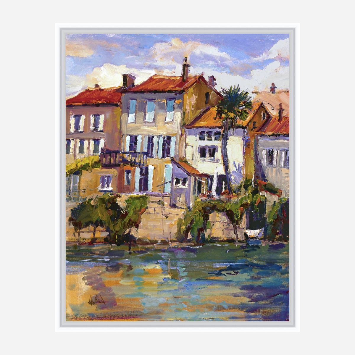 Charantee River Shops Artist Enhanced Canvas Print by John Beard Collection - product image 7 for Resin Society