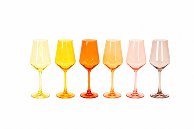 Golden Hour Collection - Ombre Set of 6 Colored Wine Glass