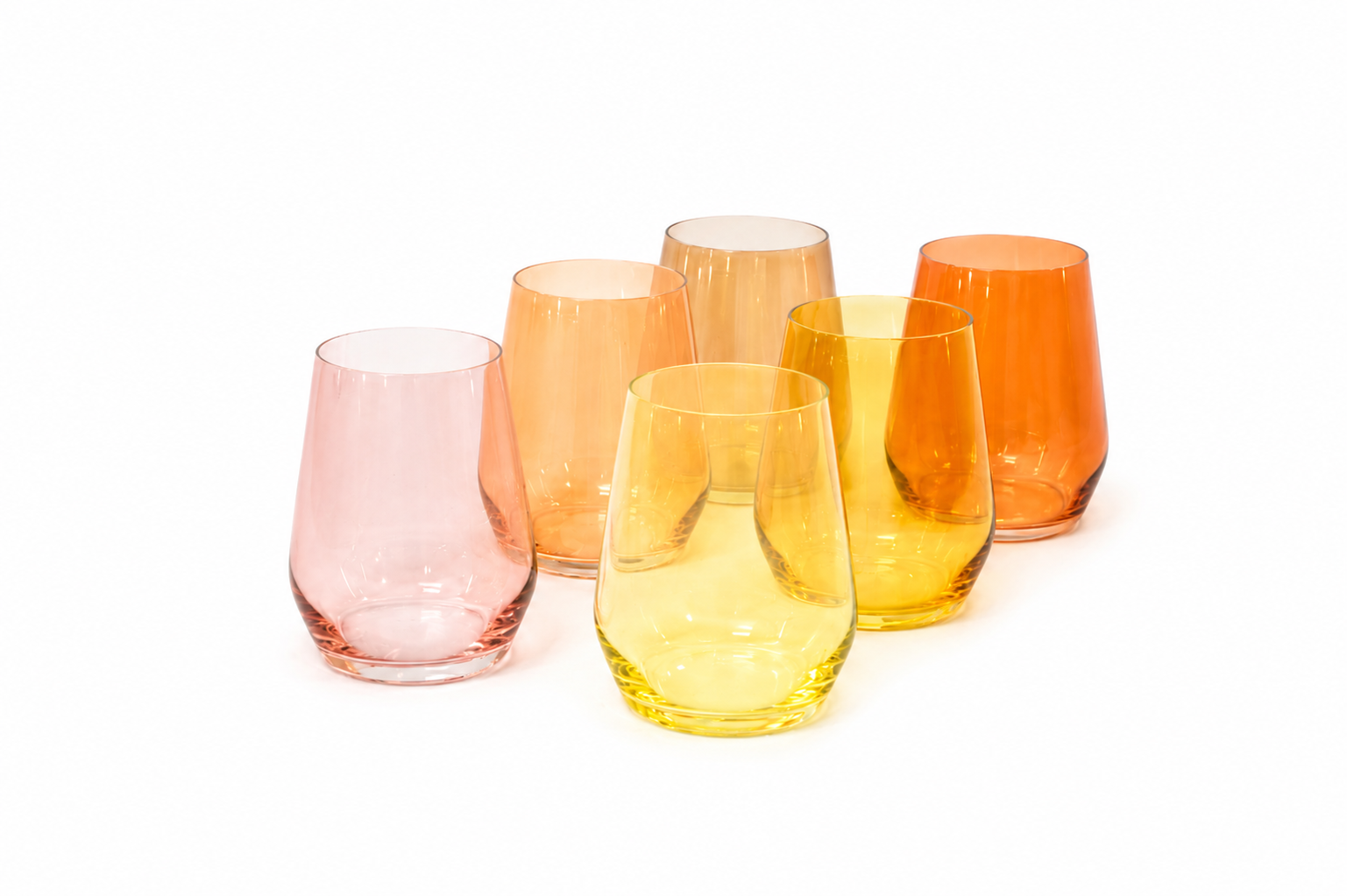 Golden Hour Collection - Ombre Set of 6 Colored Wine Glass