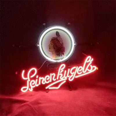 Chicago Blackhawks Leinenkugel's Neon Sign illuminated in dark setting