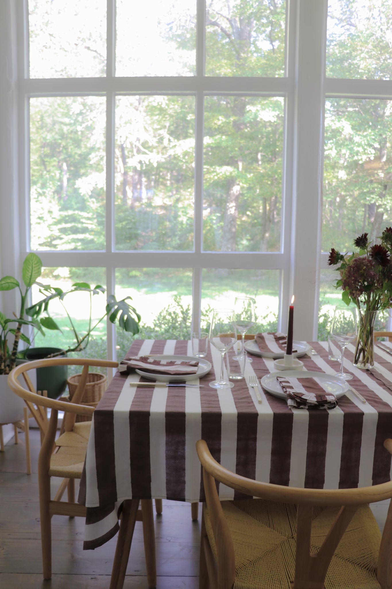 Chocolate Stripe Table Throw by Sarah Spiegel - main product image for Resin Society