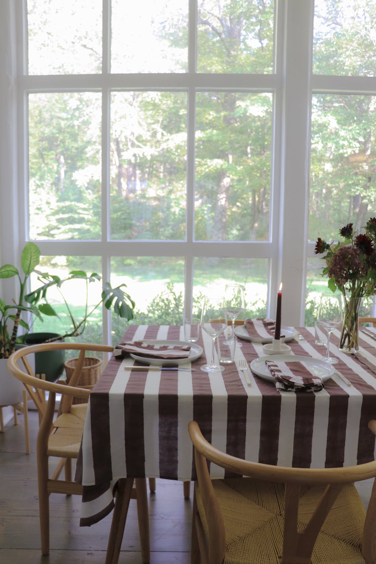 Chocolate Stripe Table Throw by Sarah Spiegel - main product image for Resin Society