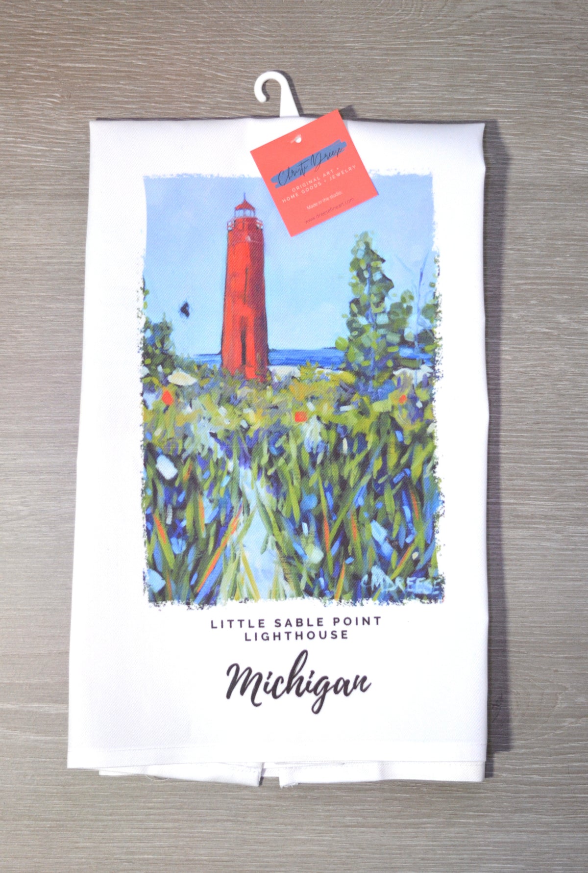 Dish Towel - "Little Sable Point Lighthouse Mears Michigan Kitchen Towel" detail image - Resin Society