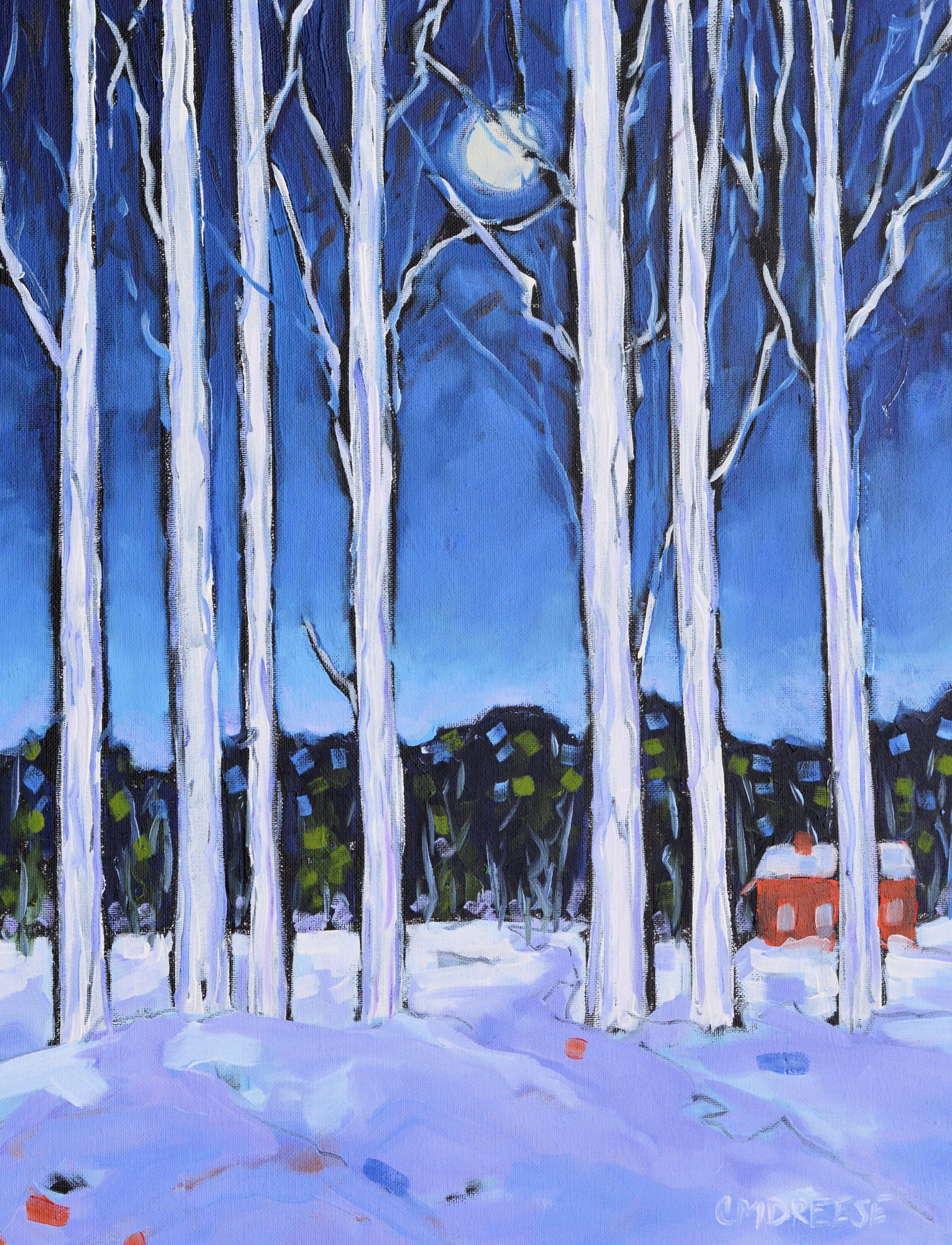 "Blame it on the Moon" Winter Moon Glass Art Print by Dreese Fine Art - Resin Society