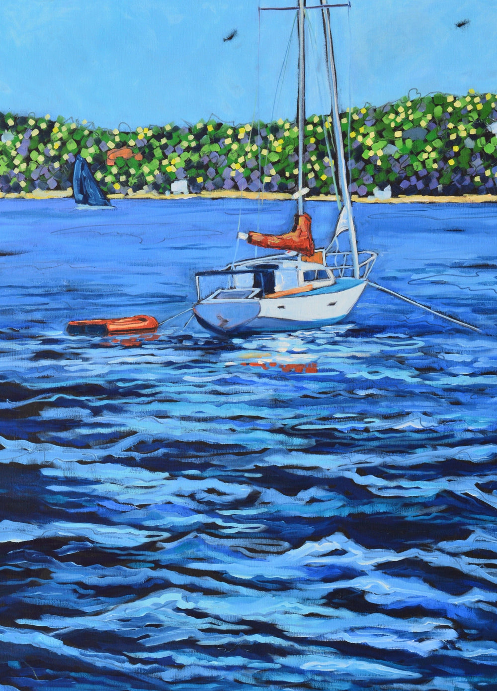 "Anchored" Sailboat Lake Print on Paper- Wall Art Home Decor by Dreese Fine Art - Resin Society