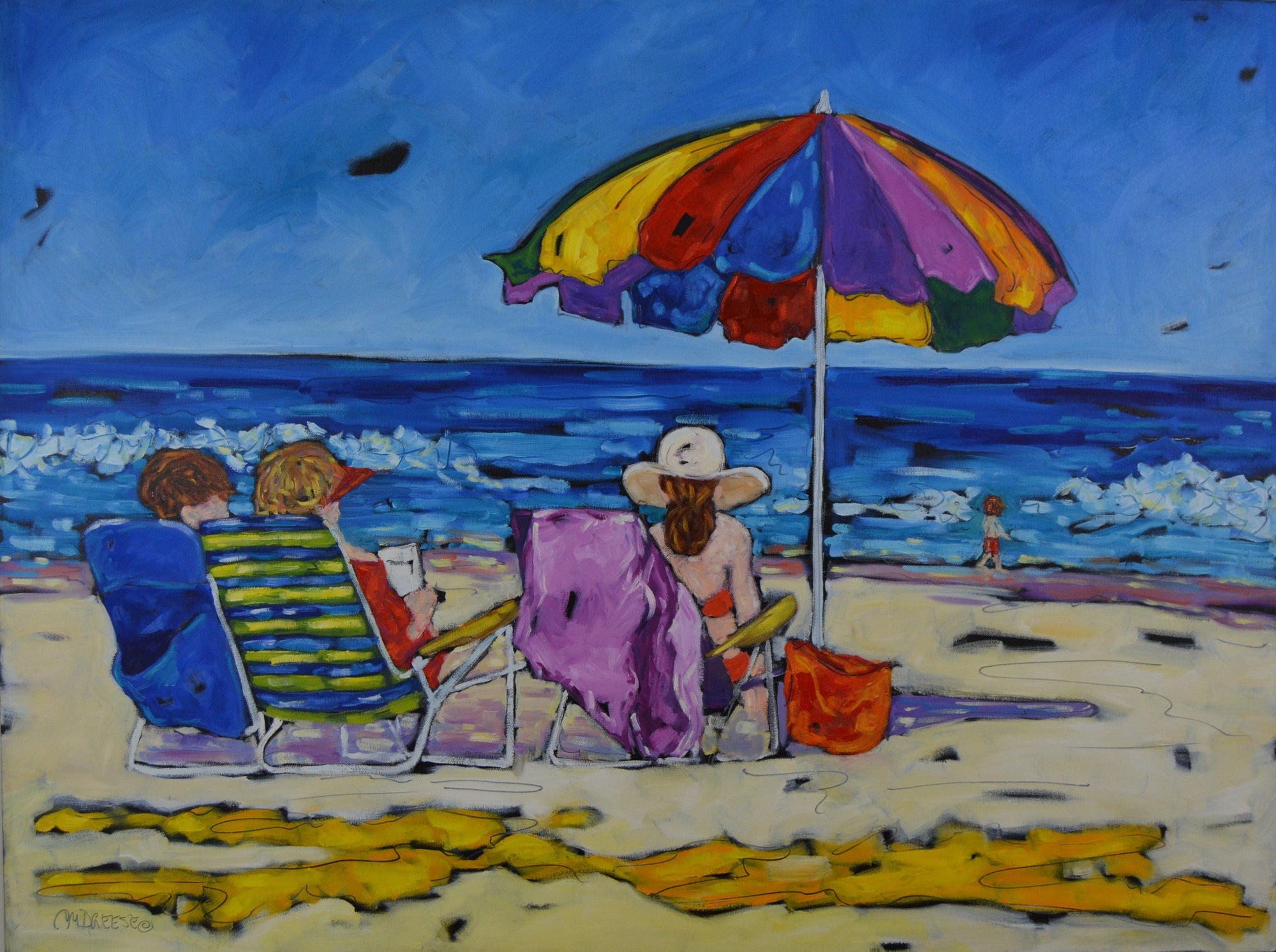 "Beachgoers II" Oil Painting on Canvas by Dreese Fine Art - main product image for Resin Society