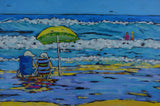 "Beachgoers I" Original Oil Painting on Canvas by Dreese Fine Art - main product image for Resin Society