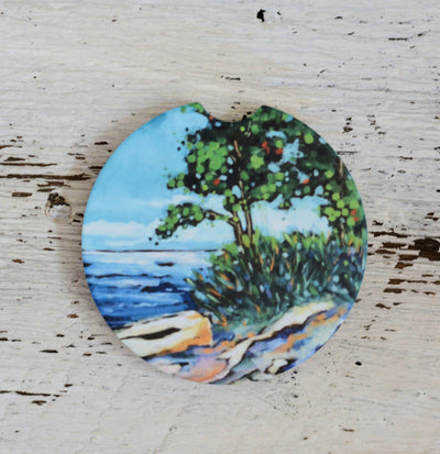 Car Coaster: Lakeside Escape. Artist Christi Dreese by Dreese Fine Art - Resin Society