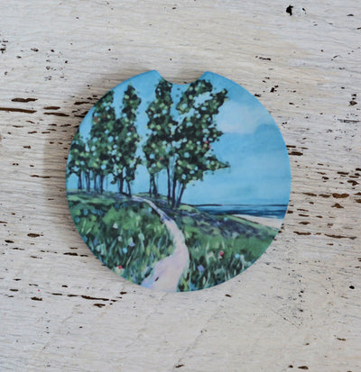 Car Coaster: Trails Along the Shoreline. Artist Christi Dreese by Dreese Fine Art - Resin Society