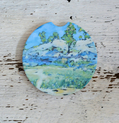 Car Coaster:Dear Beach, I think About You All the Time. Artist Christi Dreese by Dreese Fine Art - Resin Society