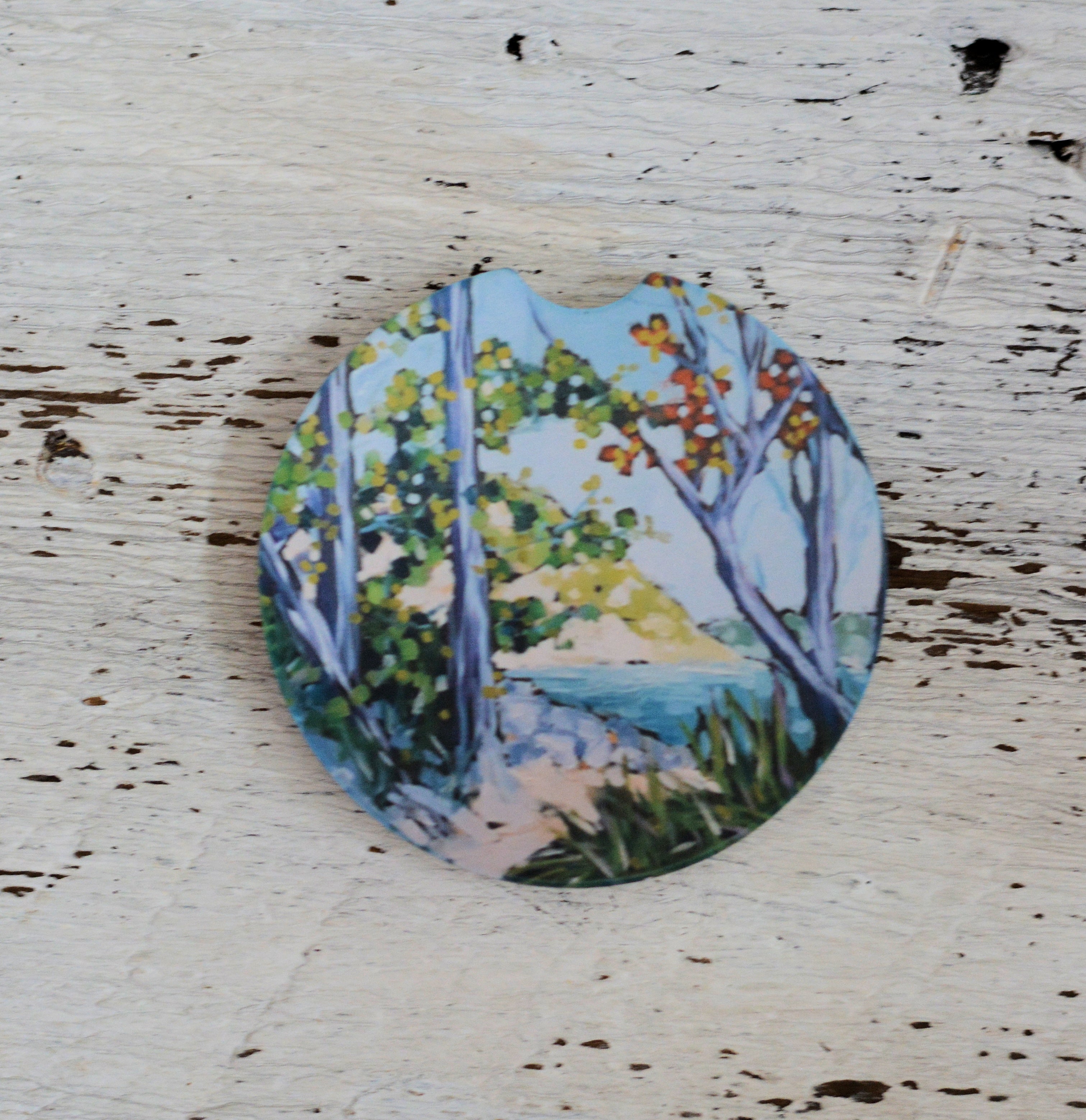Car Coaster: A Walk Along The Shoreline. Artist Christi Dreese by Dreese Fine Art - Resin Society