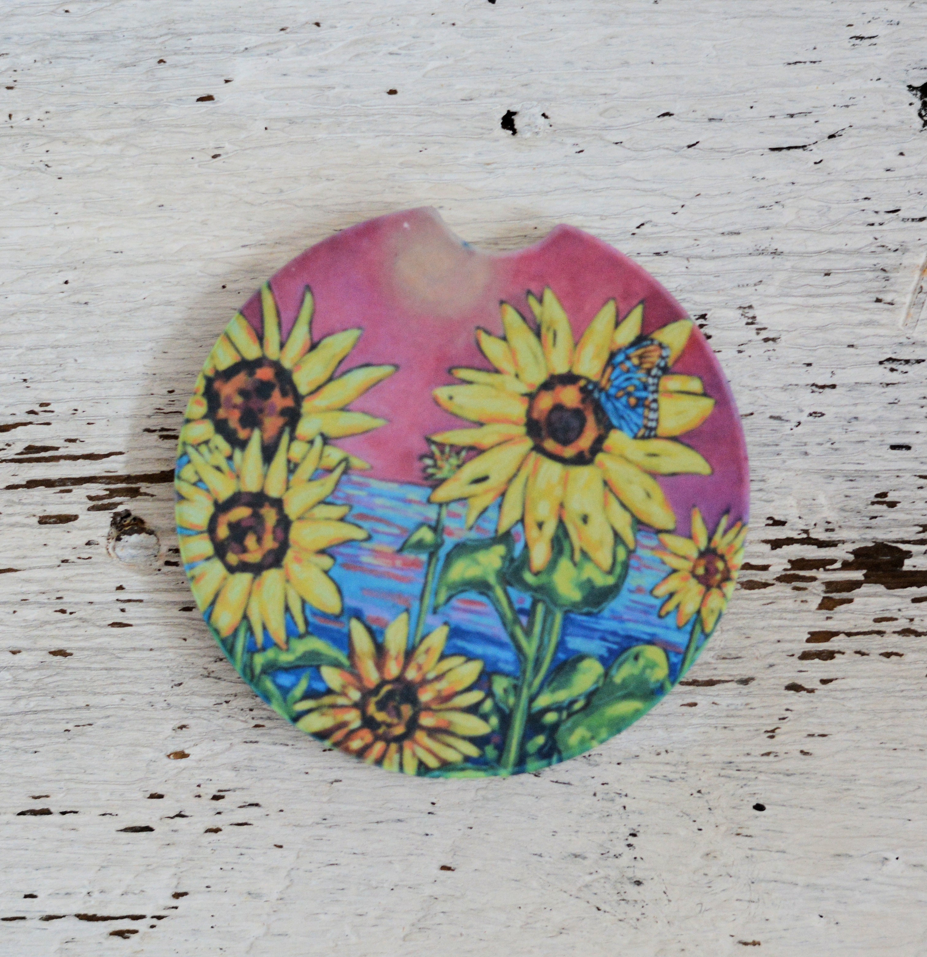 Car Coaster: Love Can Rebuild the World. Artist Christi Dreese by Dreese Fine Art - Resin Society