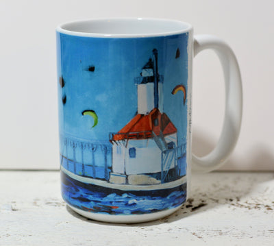 Drinkware-Saint Joseph Michigan Lighthouse by Dreese Fine Art - Resin Society