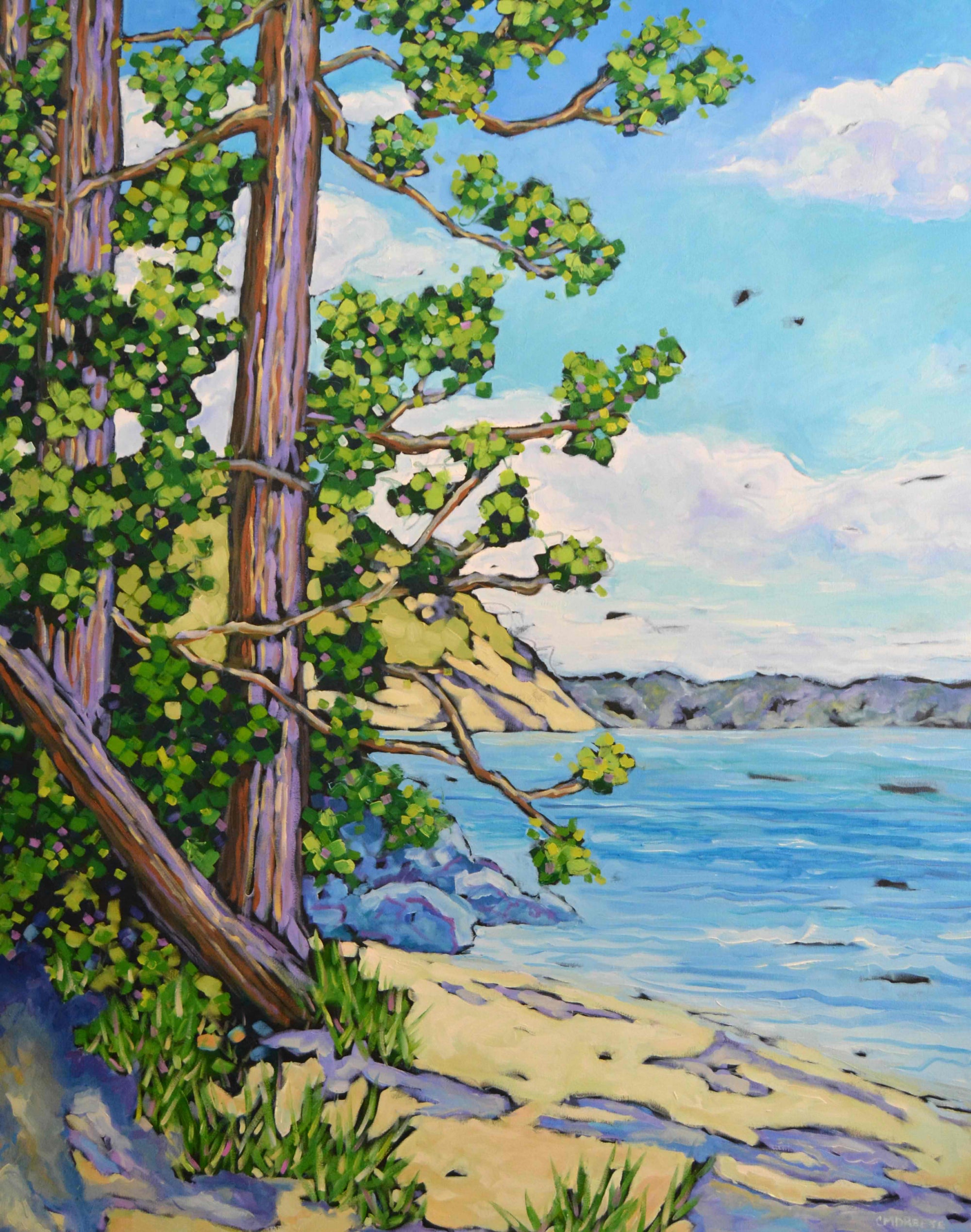 "A Long Walk Along the Beach" Oil Painting on Canvas by Dreese Fine Art - main product image for Resin Society