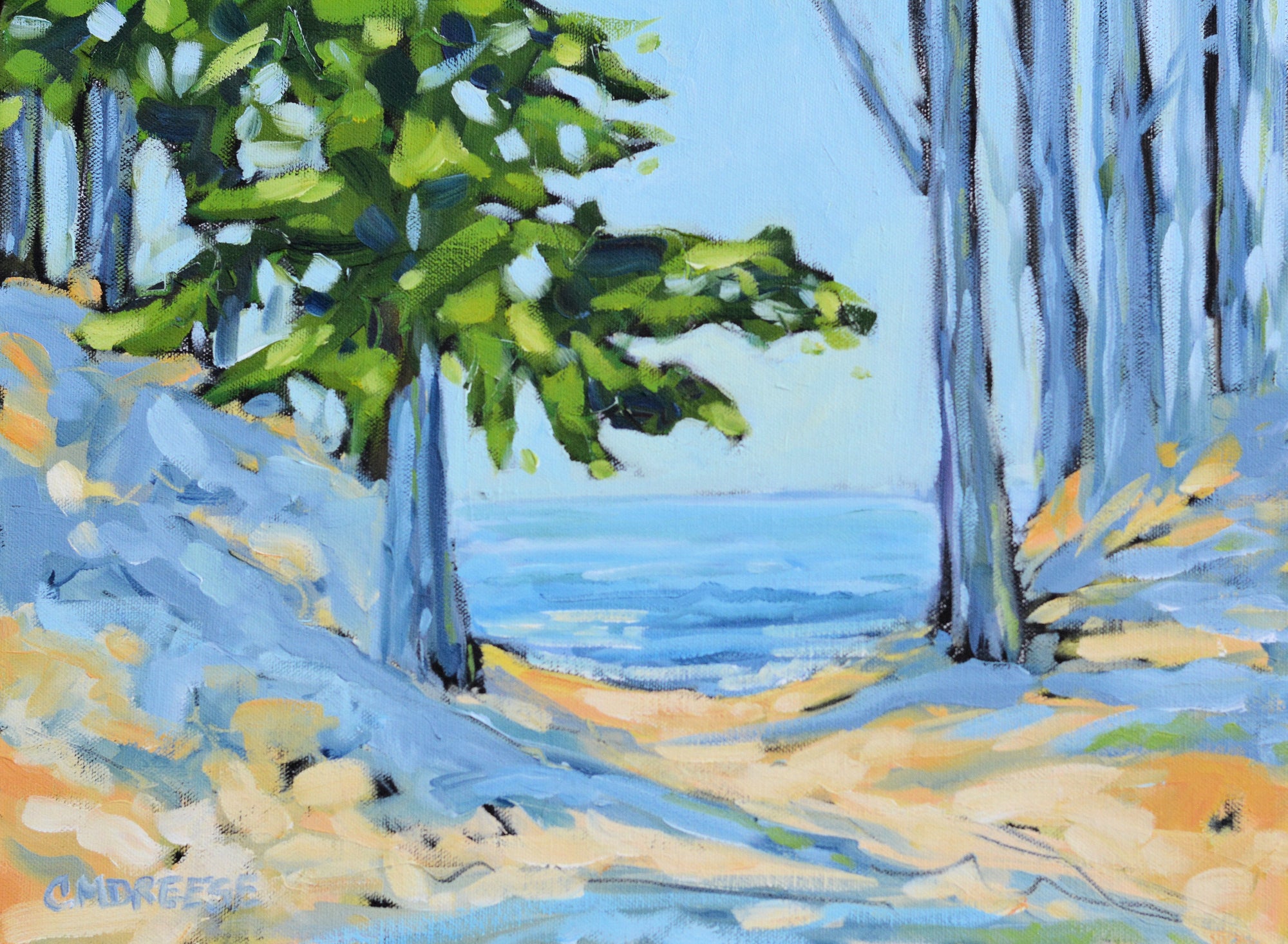Original oil painting "Evergreen Embrace" on canvas by Christi Dreese, 16x12 inches
