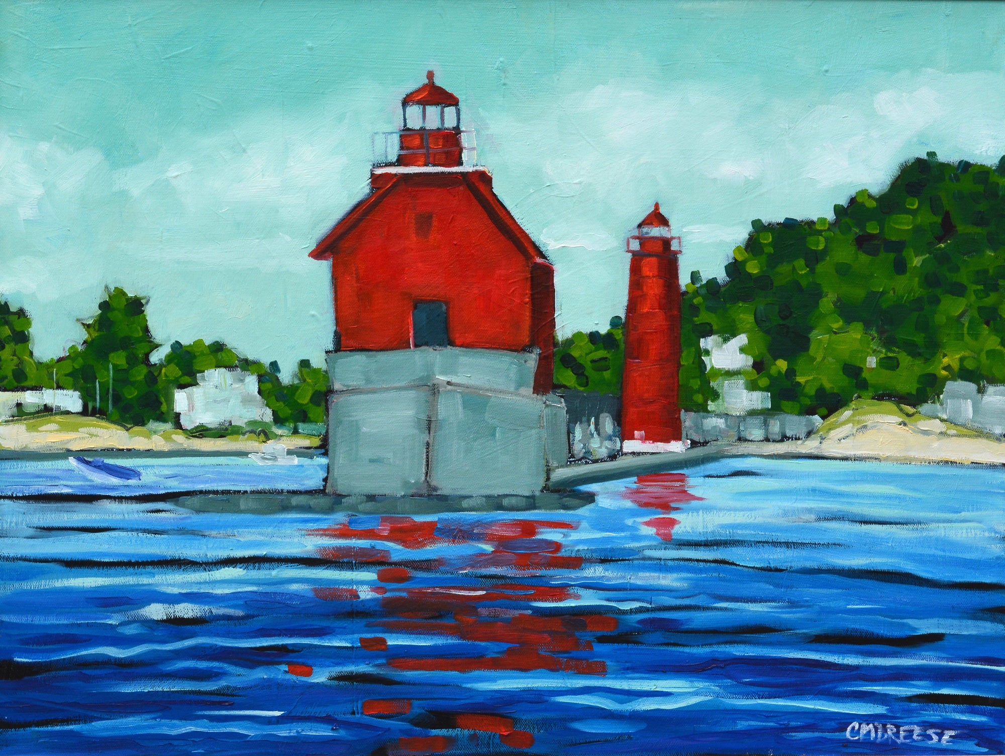 Water View: Grand Haven Lighthouse Print on Paper by Dreese Fine Art - Resin Society