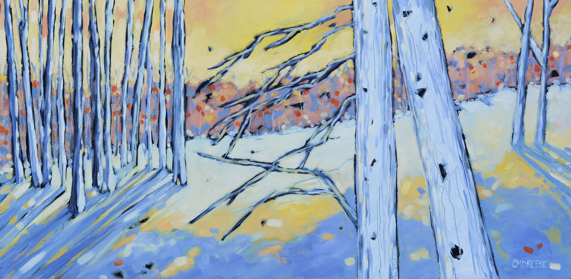 "Hidden Sunset" Original Oil Painting on Canvas - Winter landscape by Dreese Fine Art - main product image for Resin Society