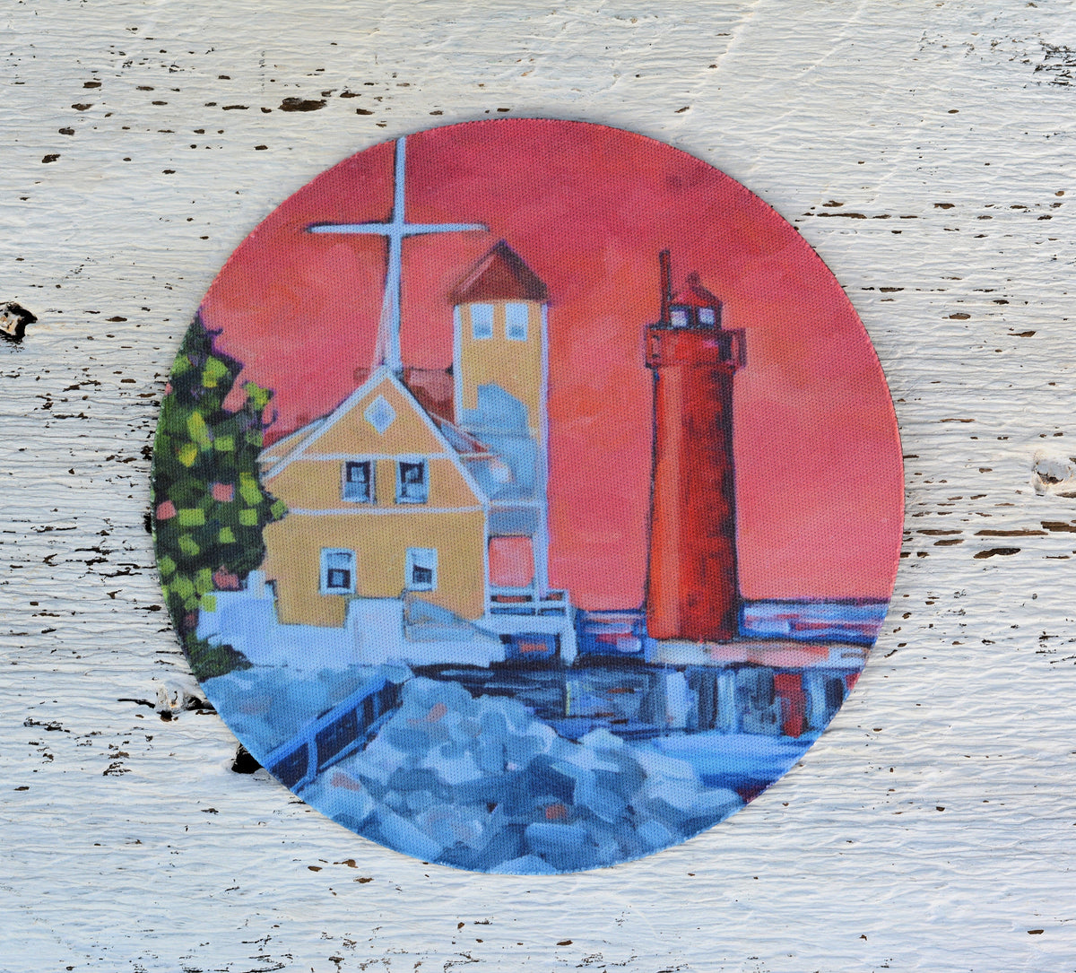 Rubber Grip Jar Opener - Muskegon Lighthouse Sunset by Dreese Fine Art - Resin Society