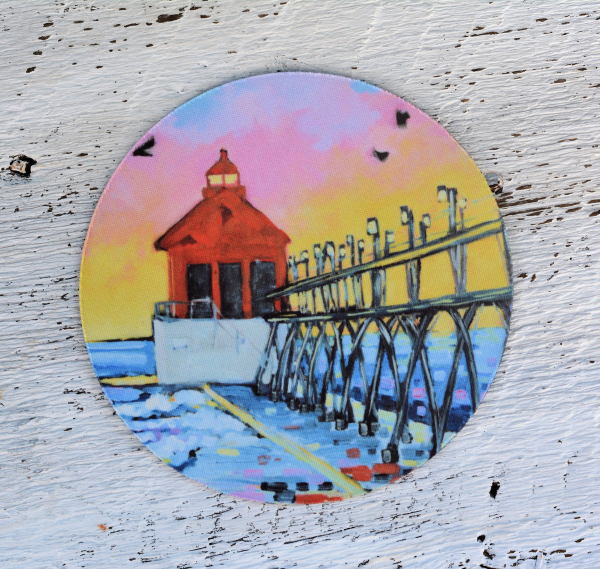 Rubber Grip Jar Opener - Grand Haven Lighthouse Sunset by Dreese Fine Art - Resin Society