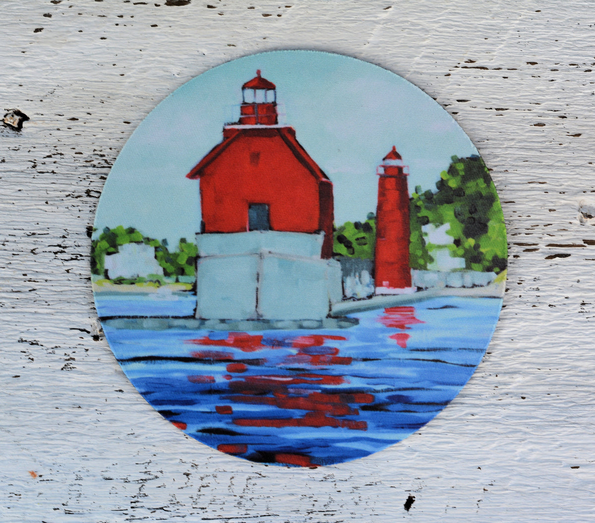 Rubber Grip Jar Opener - Lake View: Grand Haven Lighthouse by Dreese Fine Art - Resin Society
