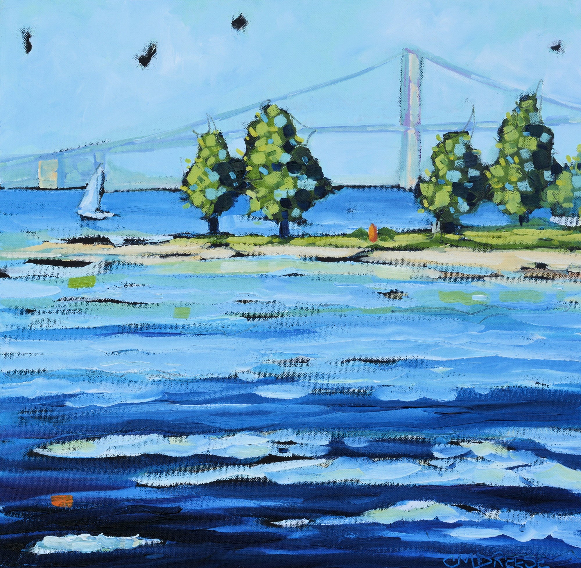 "Mackinac Bridge" Giclee Print on Paper or Canvas. Michigan by Dreese Fine Art - main product image for Resin Society